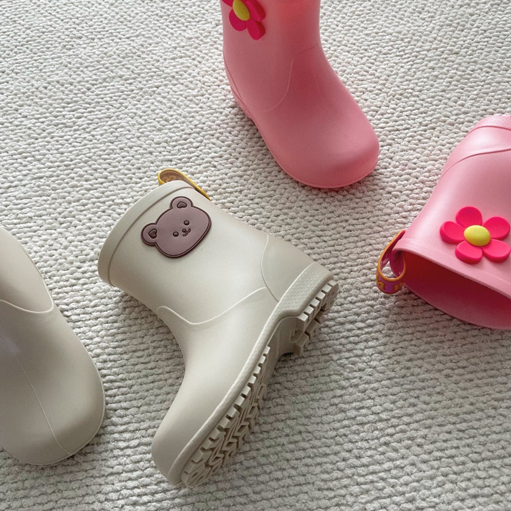 [現貨*發票🌈]｜ᴋᴋs韓國製 兒童雨鞋 可愛小熊花朵兒童雨靴 雨鞋｜DD653｜