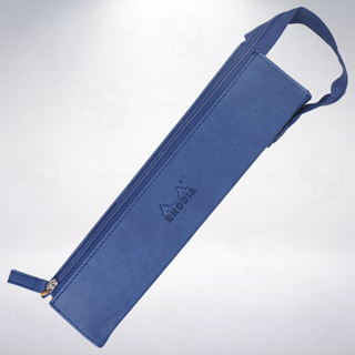 法國 RHODIA Rhodiarama 菱形拉鍊式硬質義大利人造皮筆袋: 寶藍色/Sapphire
