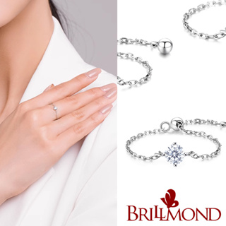 【BRILLMOND JEWELRY】10分 925銀台 輕珠寶鏈戒(天然鑽石10分 925銀鍍白K金台)