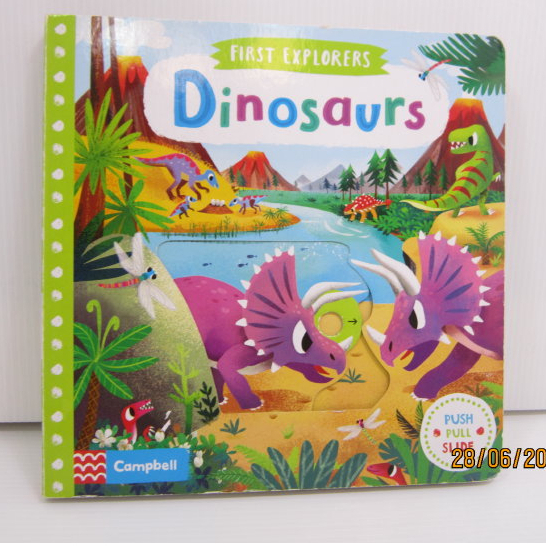 「二手書」Campbell: Dinosaurs Push Pull Slide Board book (拉拉書)