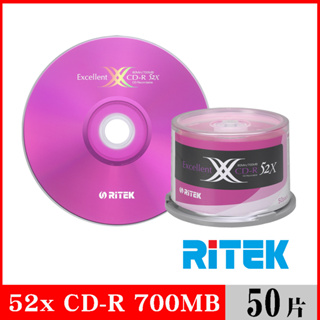 RITEK錸德 52X CD-R白金片 X版/50片布丁桶裝
