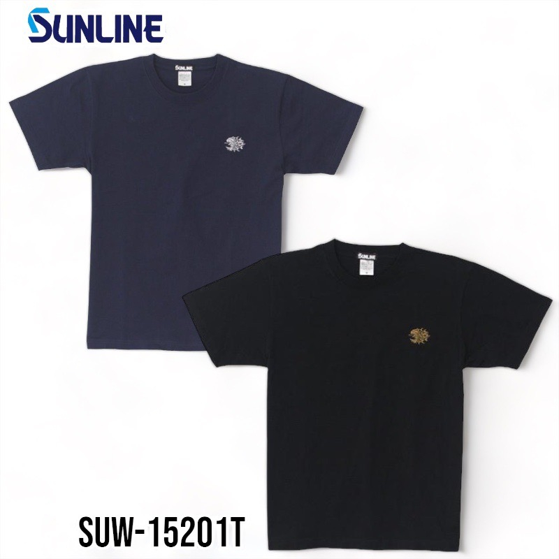 《SUNLINE》22 SUW-15201T 黑色/藍色棉質短袖 T 卹 中壢鴻海釣具館