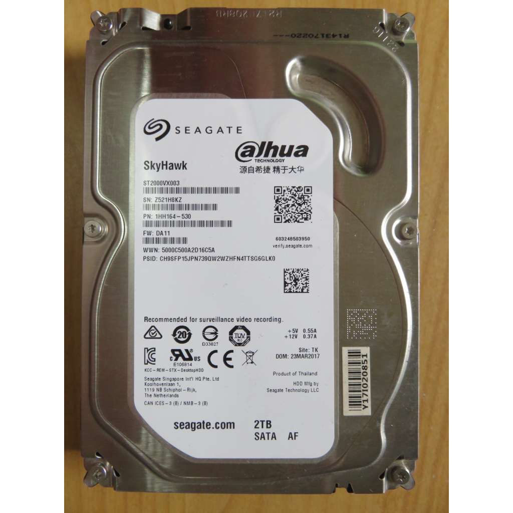 H.硬碟SATA3-Seagate ST2000VX003 2TB 5,900RPM 64MB 2000GB直購價430