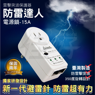 佳好防雷達人 全新含稅 IDEAL 愛迪歐 電源鎖-15A 防雷擊突波保護器 臺灣製 山區偏鄉地帶 電力不穩 雷雨必備