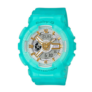 【CASIO 卡西歐】Baby-G 夏日海玻璃 果凍感 百米防水 雙顯運動電子錶 BA-110SC-2 湖水綠 臺南時代
