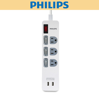 【PHILIPS飛利浦】新安規 4開3插USB延長線 SPN2642WA/96 (1.8米) 白色