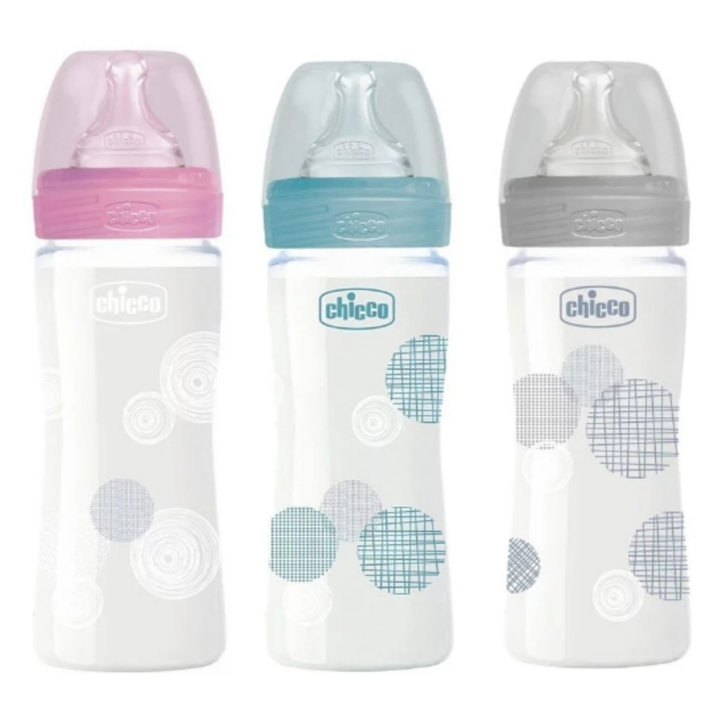 chicco舒適哺乳-防脹氣玻璃奶瓶 240ml(小單孔)