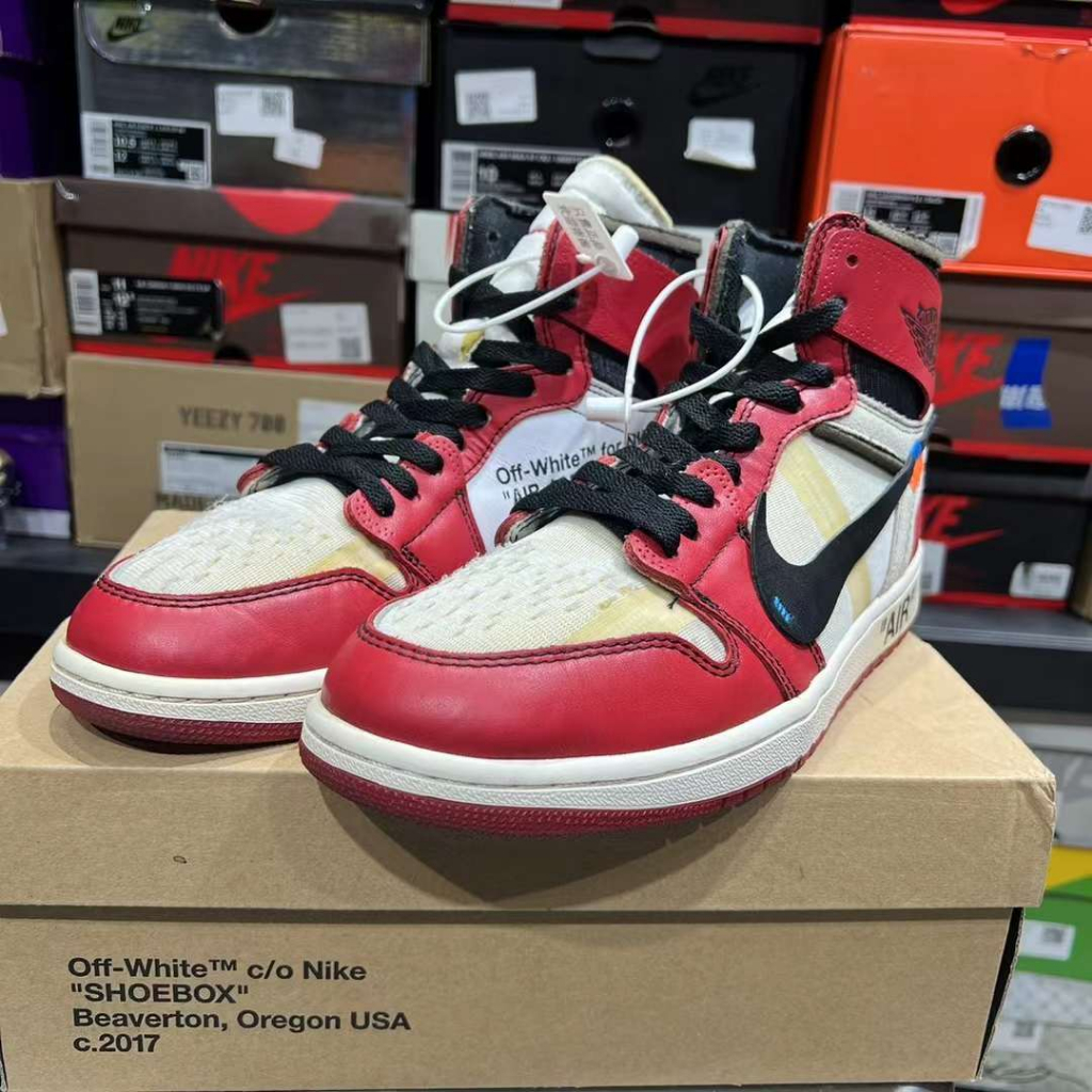 《二手現貨》Off-White x Air Jordan 1 芝加哥 US9 原盒配件齊 鞋況很好