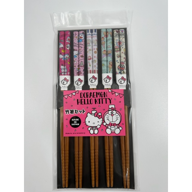 日本帶回 現貨 多拉A夢 Hello Kitty 限量聯名款 竹筷子 一組5雙入 圖案都不一樣喔
