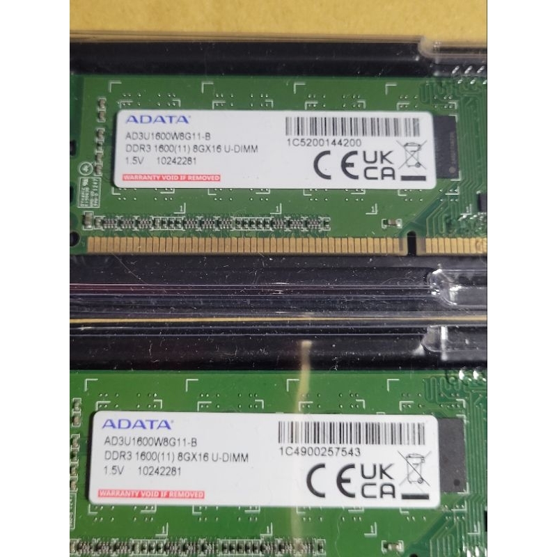 威剛 ADATA  記憶體DDR3/1600/8G（雙面)RMA產品
