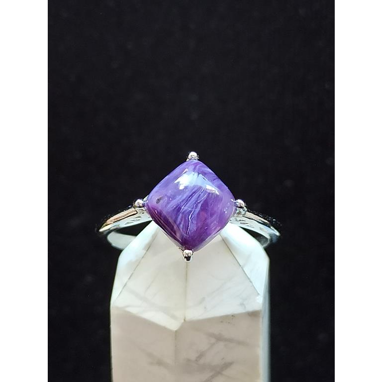 💜 紫龍晶 方塊 原石 戒指 925銀 活圍 天然 水晶  紫龍晶戒指