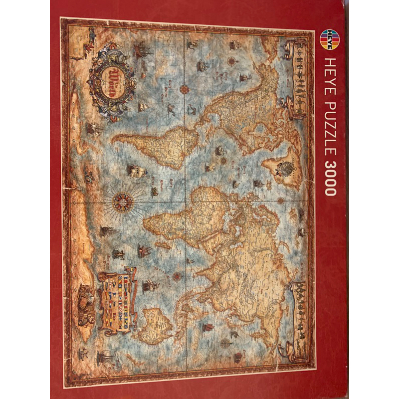 雷諾瓦「古世界地圖 」拼圖3000片（已完成，未裱框）很難拼😮‍💨可以挑戰看看