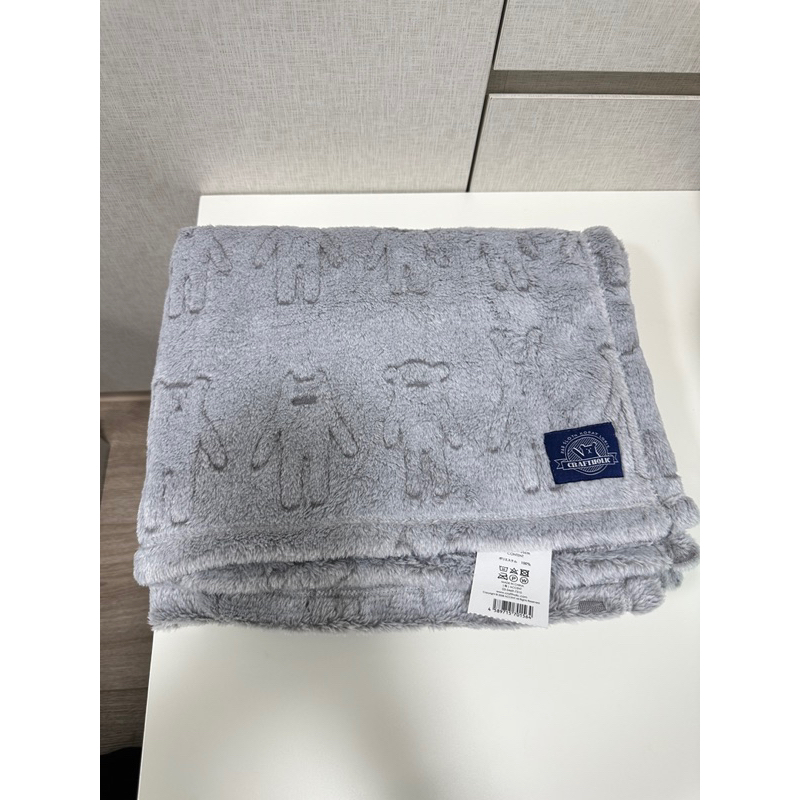 全新 日本CRAFTHOLIC 小毛毯 灰色壓印