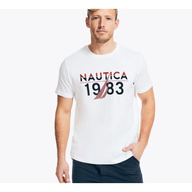 #現貨Nautica男款圓領短袖純棉T恤 1983男士休閒純棉上衣 短袖T恤