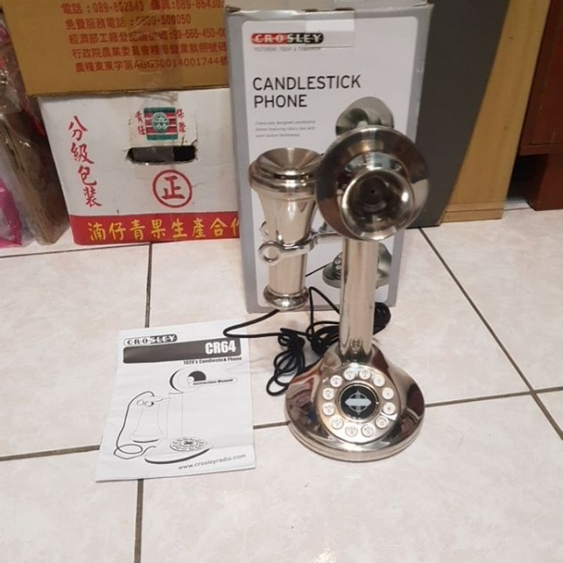 全新	Crosley CR64-BC CANDLESTICK PHONE 古董造型電話