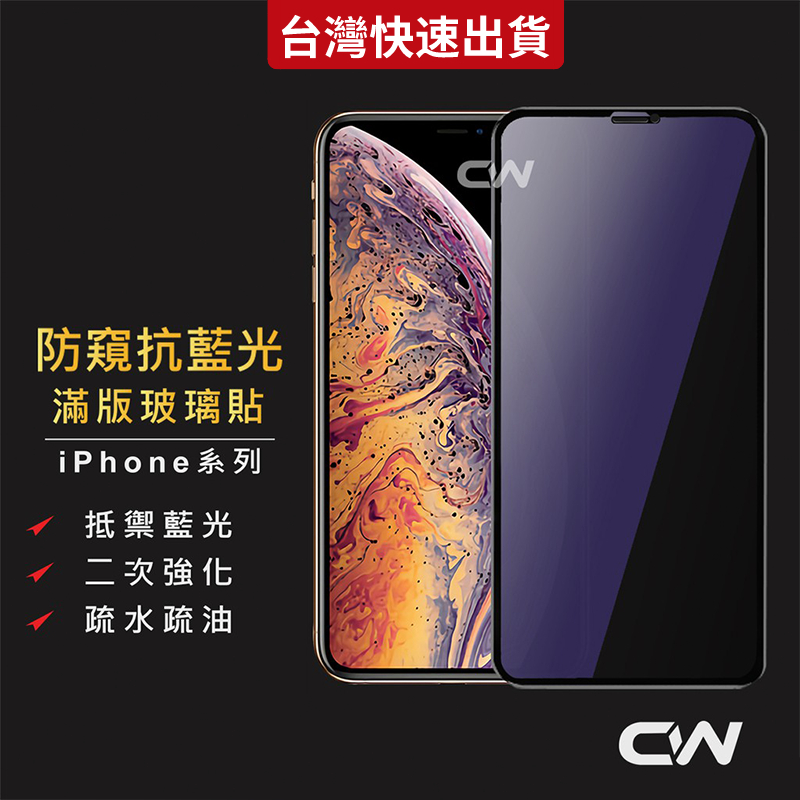 防窺抗藍光滿版玻璃貼 保護貼適用iPhone 17 16 17e 15 14 13 12 11 Pro Max i17
