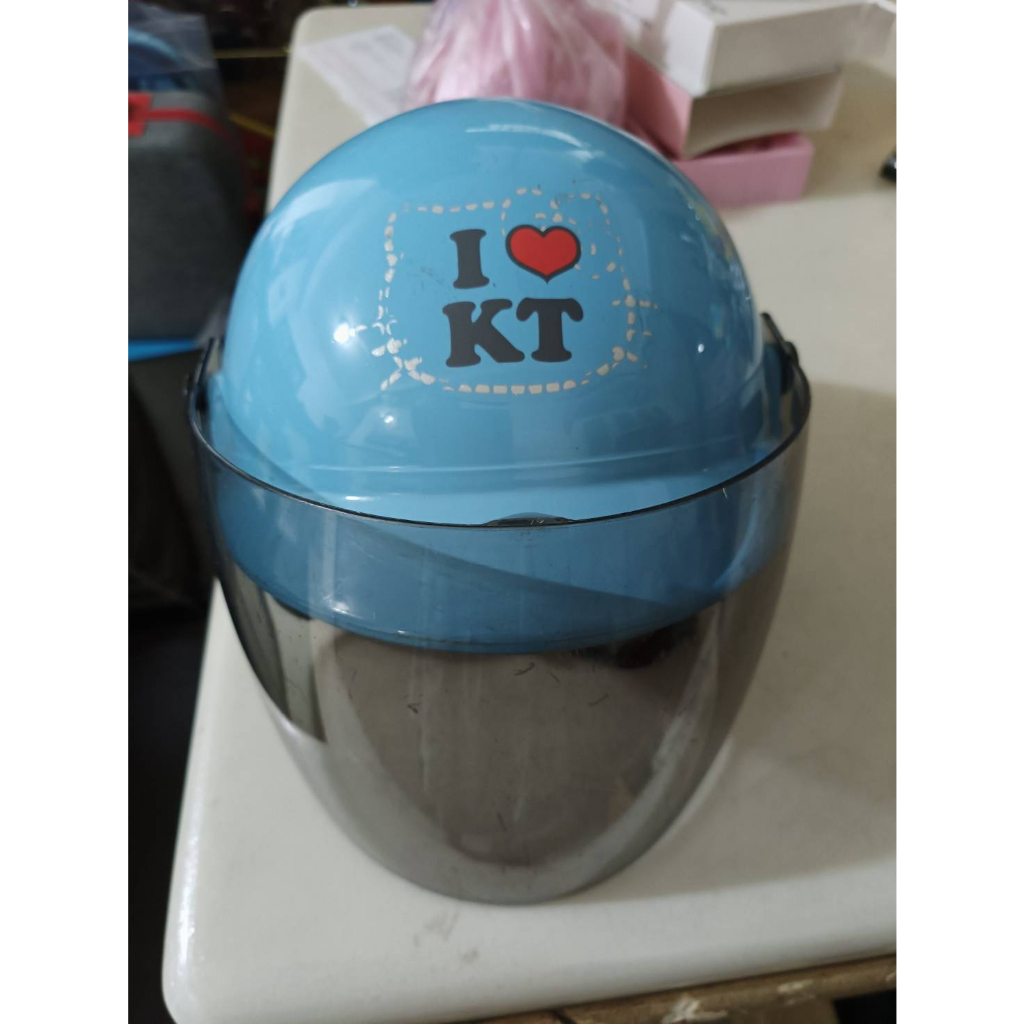【銓芳家具】HELLO KITTY 兒童機車安全帽-藍色(附鏡片) 頭圍50-54CM 兒童帽 3/4罩 半罩 正版授權