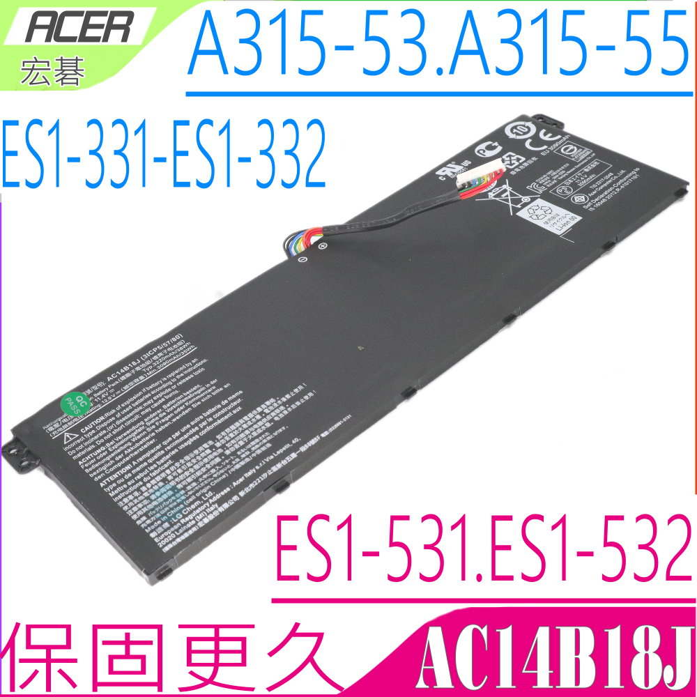 ACER  AC14B18J 電池 宏碁 ES1-132，ES1-433，SP113-31，SP513-51，C910