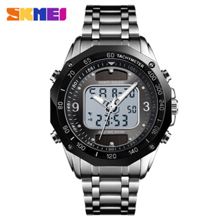 台灣現貨24H出貨 時刻美/SKMEI爆款太陽能雙顯電子錶 創意款手錶 屏上指針鋼帶時尚運動手錶 男士手錶 男錶 電子錶