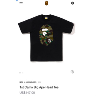日本APE A BATHING APE® MEN 1st Camo Big Ape Head 短袖T恤 迷彩 潮流 滑板