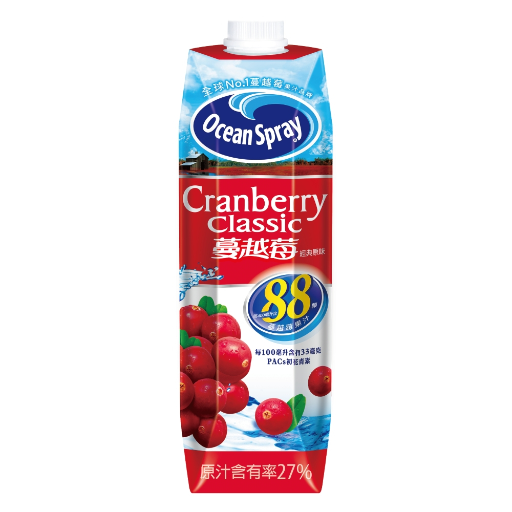 【宅配免運】優鮮沛蔓越莓綜合果汁-經典原味1000ml含運可刷卡(10入/箱)
