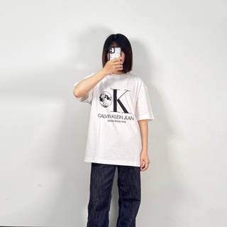 CK Calvin Klein 休閒寬鬆月球印花棉T 男款短T 短袖T恤 (白)