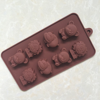 卡通動物矽膠模 小熊河馬獅子矽膠模 巧克力模具 8連蛋糕模 矽膠模 烘焙模具 烘焙模具 手工皂模 皂模 冰塊模 奶酪模