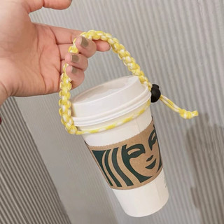 ⭐️台灣賣家🌙手工編織傘繩 可扣式飲料提袋掛繩 咖啡杯提繩 可收納吸管 彈跳杯保溫瓶行李掛環求生手環 星巴克環保掛帶