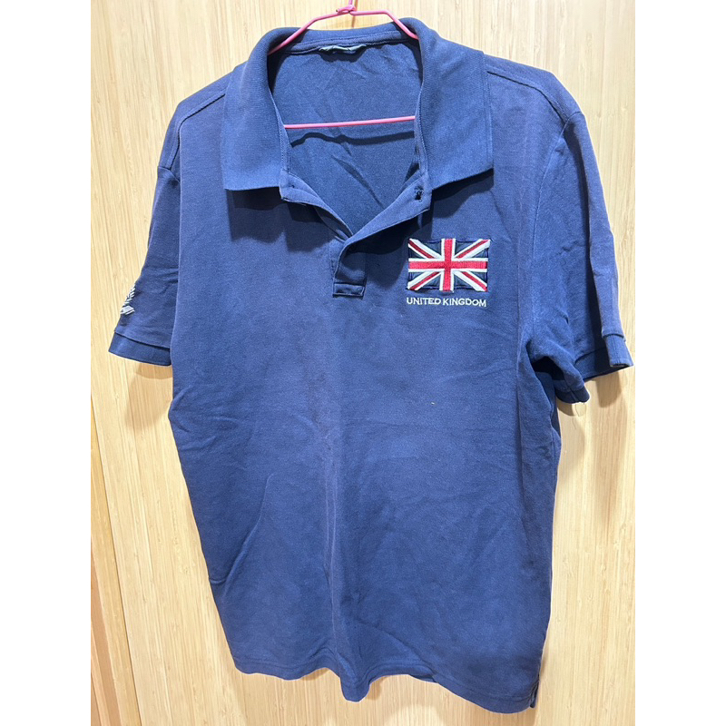 B011男生深藍短袖polo上衣/深藍英國國旗polo/休閒上衣