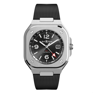 Bell & Ross 柏萊士BR 05系列 兩地時區機械腕錶-黑膠/41mm (BR05G-BL-ST/SRB)