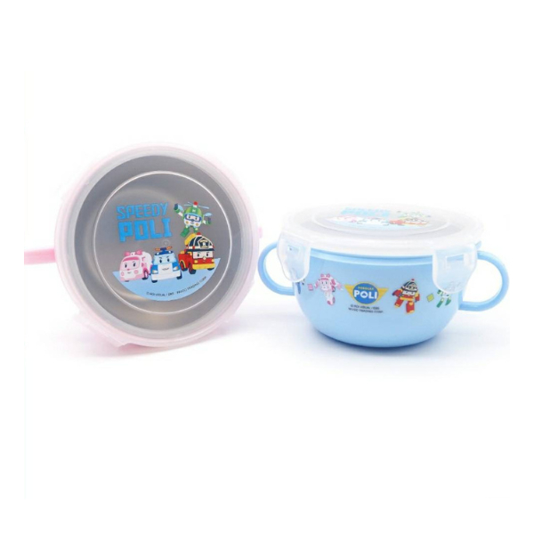 快樂寶貝 波力 不鏽鋼雙耳隔熱碗(藍/粉) 正版 台灣製 兒童餐具