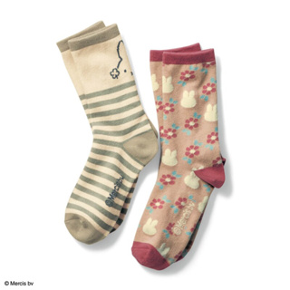 [現貨🇯🇵🔜] 千趣會 米菲兔 條紋 花朵 兩入組 中筒襪 兒童襪 舒適 日本進口 miffy 日本 襪子