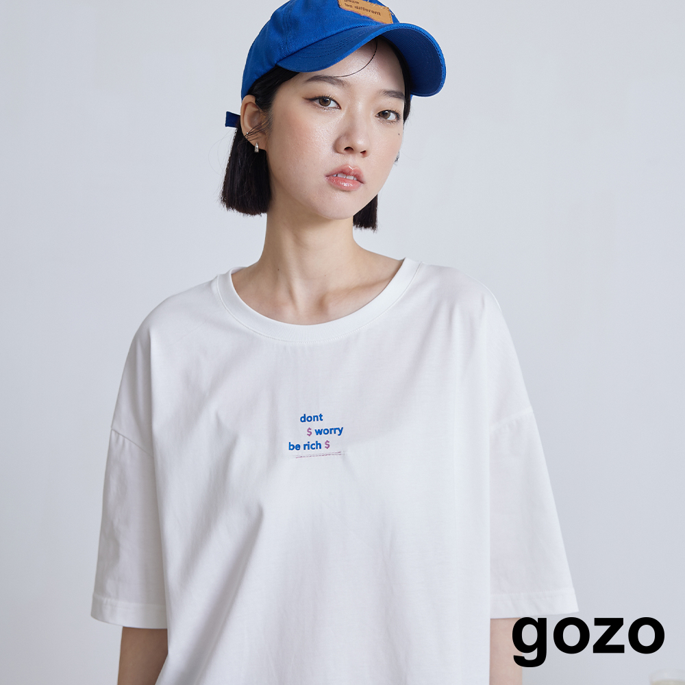 【gozo】gozo大樂透彩券oversizeT恤(黑色/白色_F) | 女裝 圓領 休閒