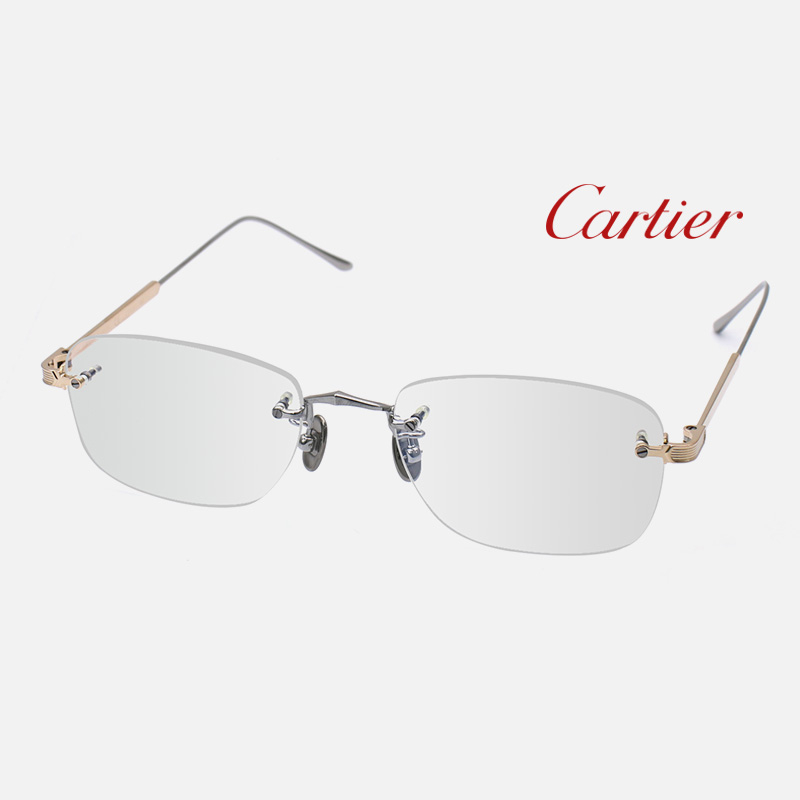 Cartier 卡地亞眼鏡 雙色設計 純鈦超輕無框方框商務復古大臉金色銀色鏡架 男生女生眼鏡框CT0228O【幸子眼鏡】