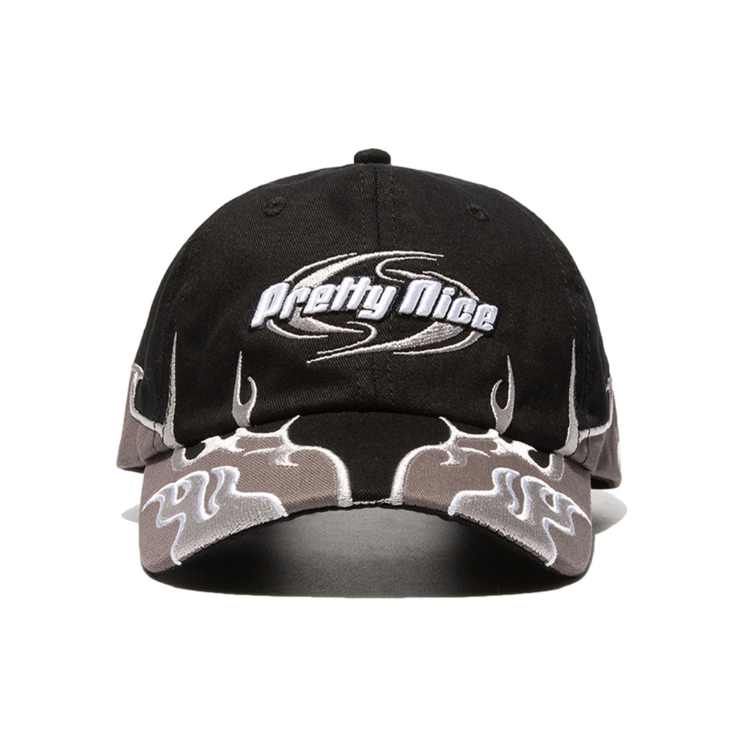 PRETTYNICE Fear None Flame Racing Cap-Black / 賽車彎帽 黑色【CbP】