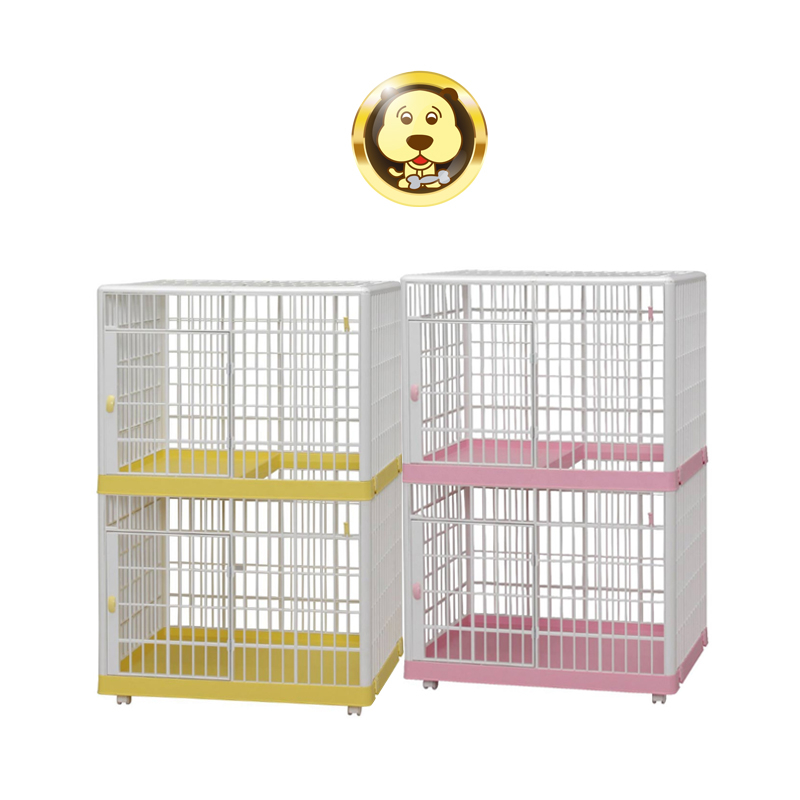 《IRIS》精緻日系室內可移動雙層貓籠(粉紅│黃色) IR-812【培菓寵物】
