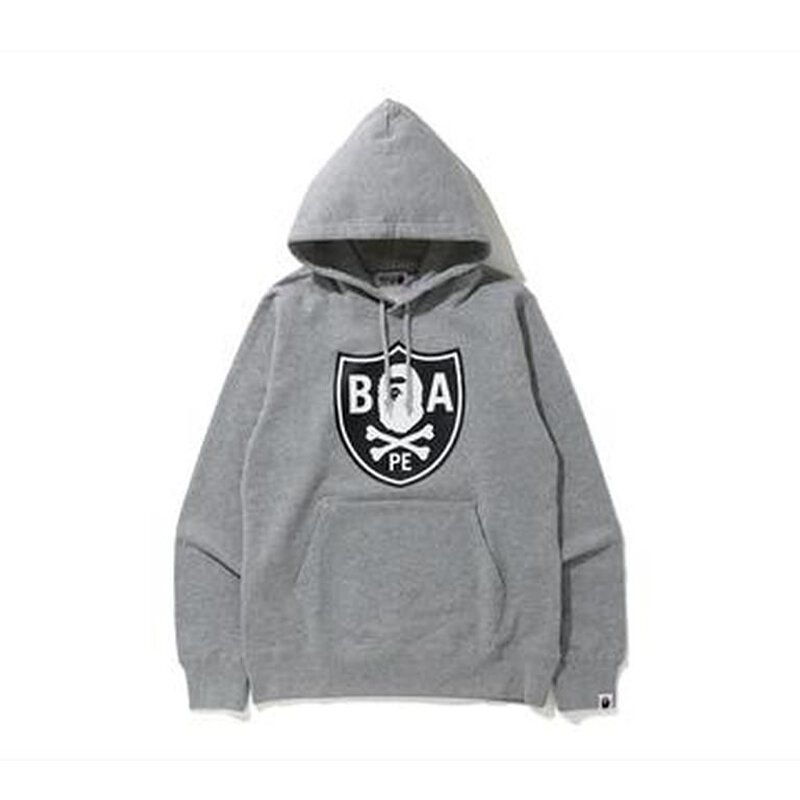 BAPE APE CROSSBONE EMBLEM HOODIE 灰 盾牌徽章 帽T BAPE-TEE-43