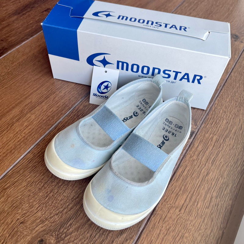 🇯🇵日本製 MoonStar 幼兒園室內鞋 淺藍 16cm  童鞋 (日本正版) 二手7成新含盒