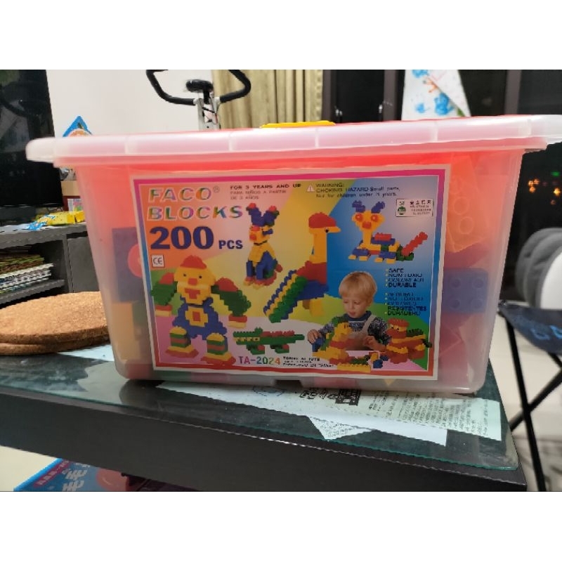 FACO BLOCKS 台灣製積木 200片入 大幼兒積木桶 TA-2024/一筒入 ST安全玩具 大塊積木