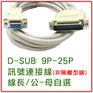 D-SUB 連接線 9P - 25P 訊號線 9Pin-25Pin 傳輸線 COM埠 RS232-DB25 轉接線