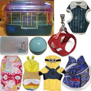Super Pet互動籠鼠籠、散熱板、TINOTITO鋪棉絨毛寵物衣服厚T新年蜜蜂小小兵、胸背牽繩、電動逗貓球玩具