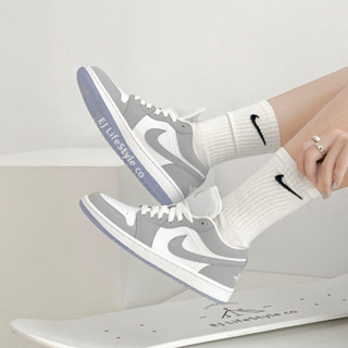 -EJ- 現貨 NIKE AIR JORDN 1 AJ1 灰 果凍底 冰晶底 女鞋 運動 DC0774-105