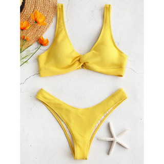 Zaful Low rise textured twist bikini set (Small)