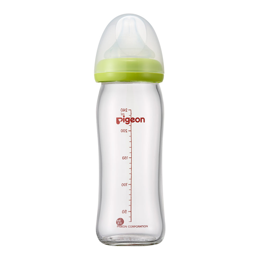 貝親 Pigeon 寬口母乳實感玻璃奶瓶240ml/綠3個月以上 (P17311) 464元