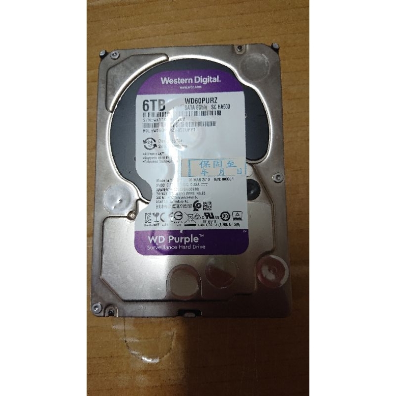 賣一顆二手 WD【紫標】6TB 3.5吋監控硬碟(WD60PURZ)