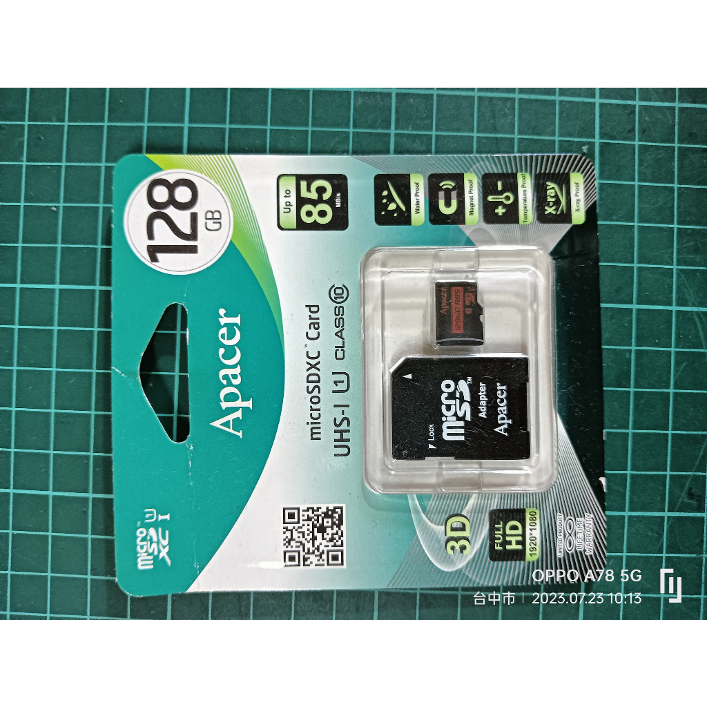 Apacer宇瞻 128G MicroSDHC UHS-I Class10 TF 記憶卡(附轉卡）