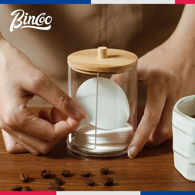 【現貨快發】Bincoo意式咖啡濾紙收納盒防塵濾紙盒咖啡機手柄圓形粉碗濾紙通用