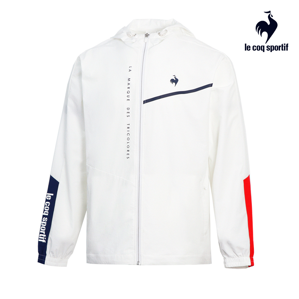 【LE COQ SPORTIF 法國公雞】運動基礎連帽外套-男款-白色-LWS61763