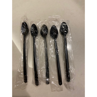 （全新現貨）商品實拍 獨立包裝 17公分湯匙 黑色 塑膠湯匙 一次性湯匙 免洗湯匙 蛋糕匙