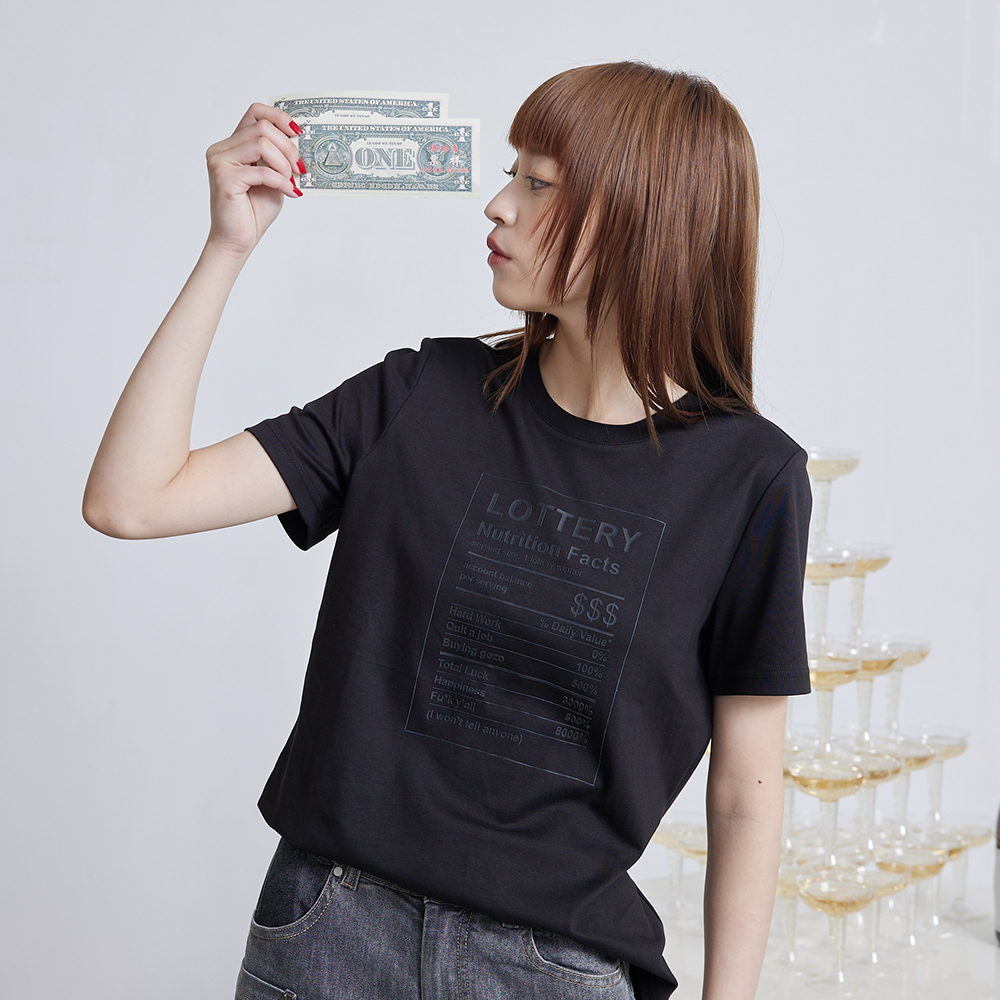 【gozo】樂透得主的營養標合身T恤(黑色/白色_M/L) | 純棉 圓領 休閒